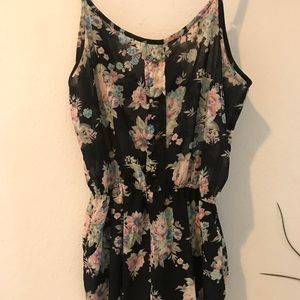 Floral Romper with Gold buttons